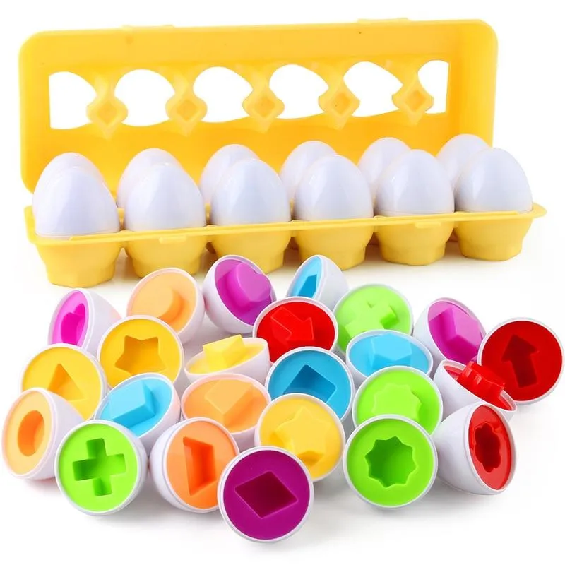 12PCS Montessori Learning Education Math Toys Kids Match Smart Eggs Screws 3D Puzzle Game For Children Educational Toys