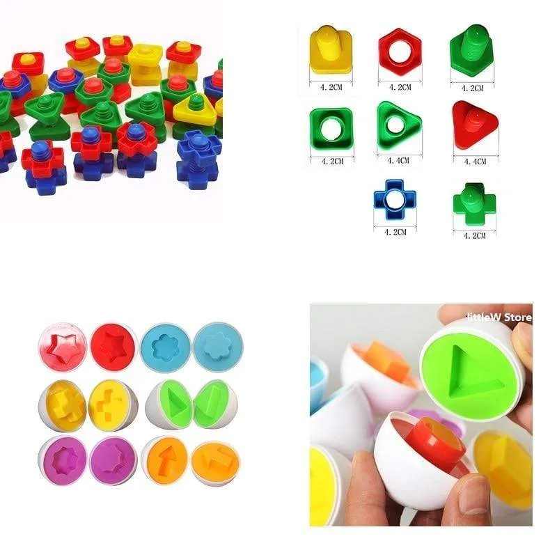 12PCS Montessori Learning Education Math Toys Kids Match Smart Eggs Screws 3D Puzzle Game For Children Educational Toys