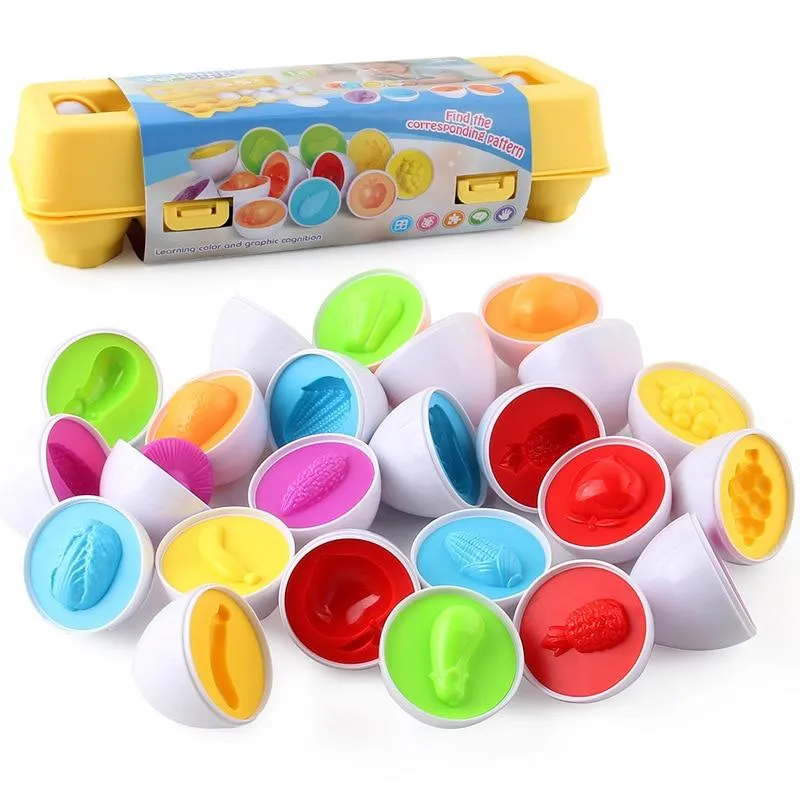 12PCS Montessori Learning Education Math Toys Kids Match Smart Eggs Screws 3D Puzzle Game For Children Educational Toys