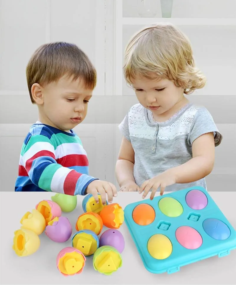 12PCS Montessori Learning Education Math Toys Kids Match Smart Eggs Screws 3D Puzzle Game For Children Educational Toys