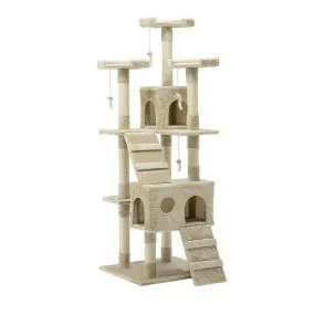 180cm Multi-Level Cat Tower & Scratching Post - Beige