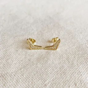 18k Gold Filled Boomerang Shaped Stud Earrings