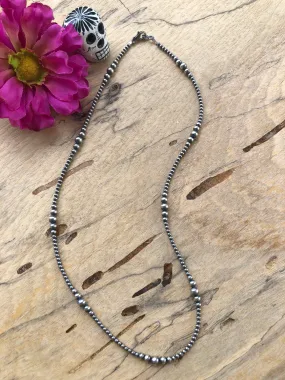 24" "Navajo Style" Sterling Pearls