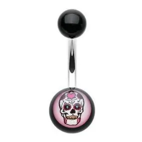 Acrylic Mexican Sugar Skull Belly Piercing Ring