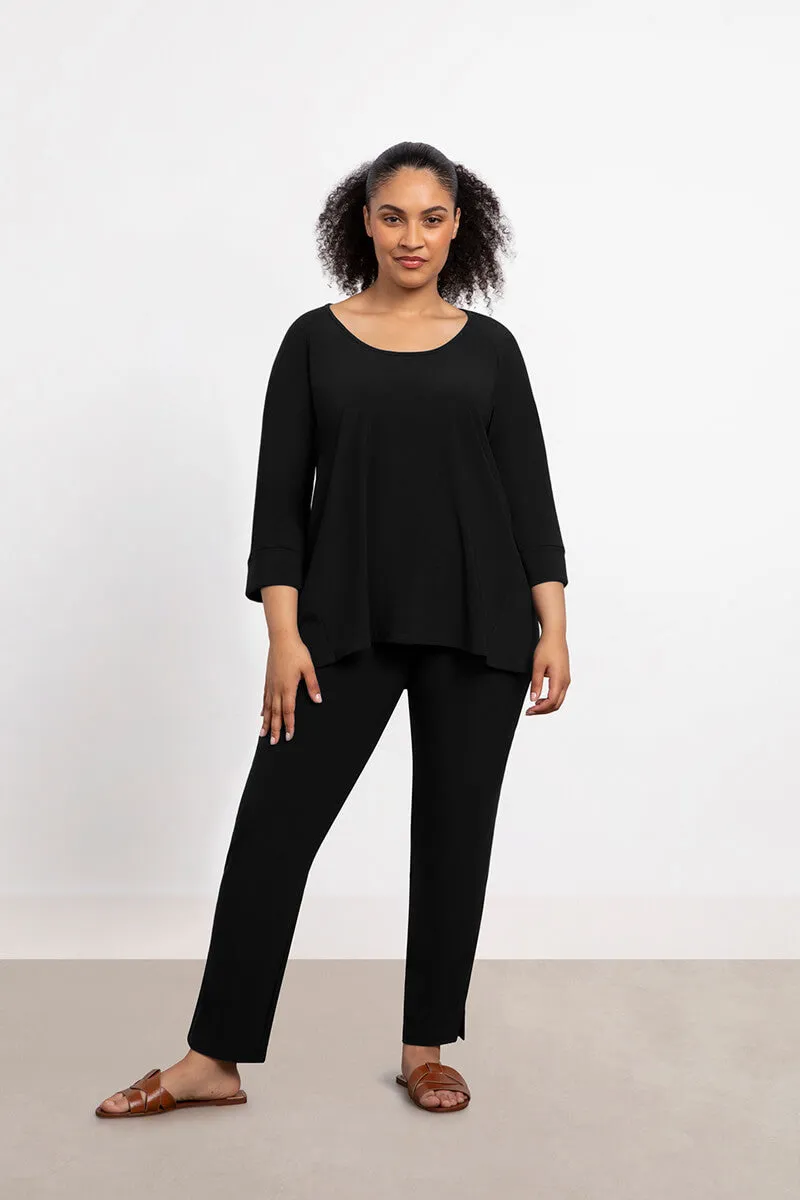 Angle Seam Raglan Top | Black