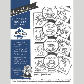 Aunt Martha's Java Break Iron-On Embroidery Pattern