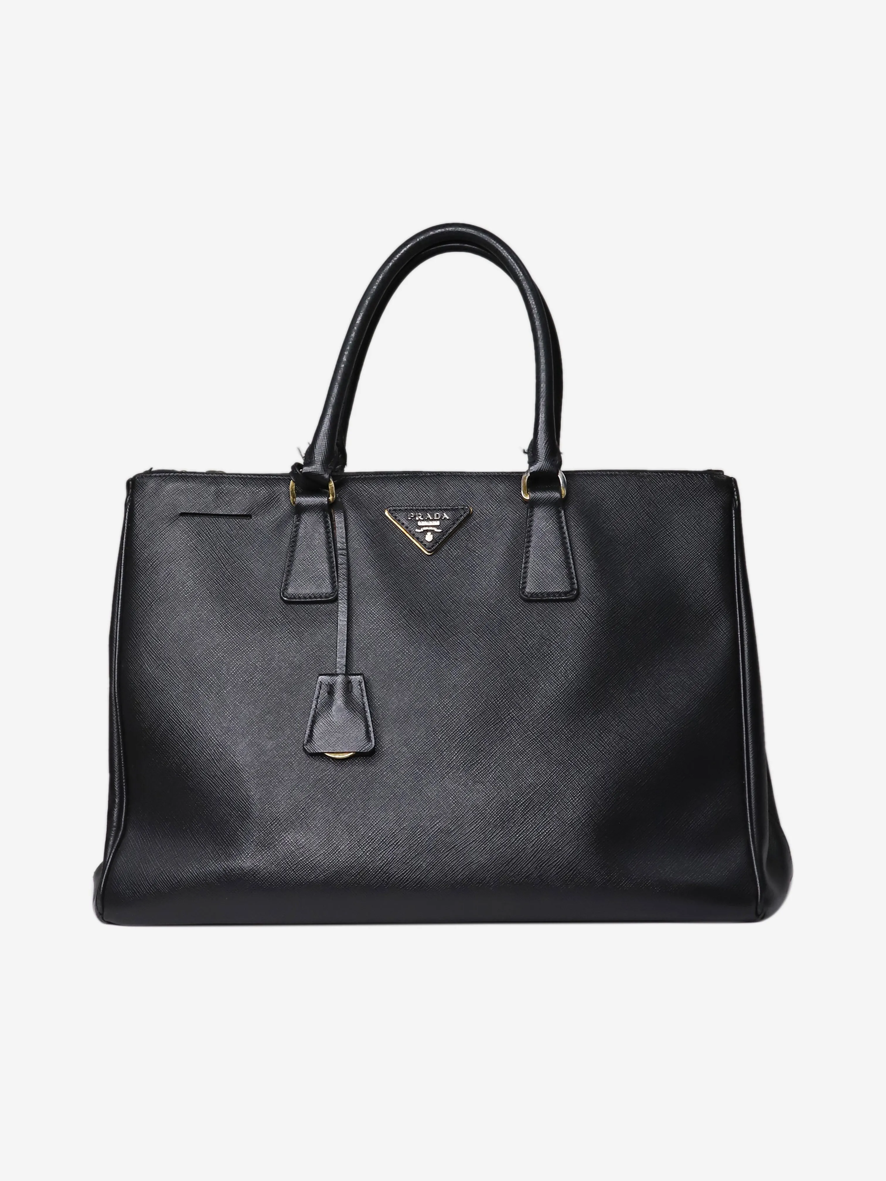 Black large Saffiano leather Galleria top handle bag