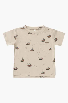 Boys Shirt Rylee and Cru Raw Edge Tee Tugboats