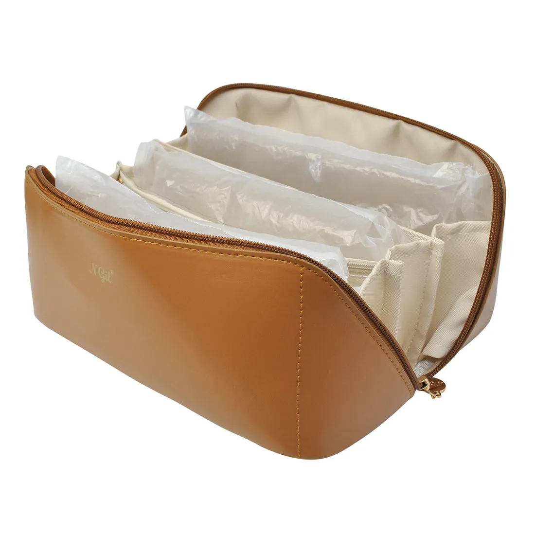 Brown NGIL Large Faux Leather Travel Toiletry