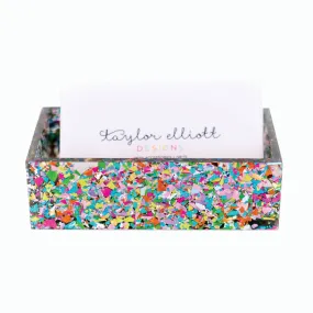 CONFETTI ACRYLIC BUSINESS CARD HOLDER