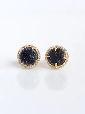 Glitter Druzy Round Stud Earrings