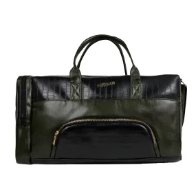 Jesko 26L Black Green Vegan Leather Travel Duffle