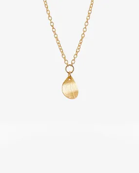 Leaf drop necklace gold