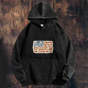 Mens Vintage American Flag Long Sleeve Sweatshirt