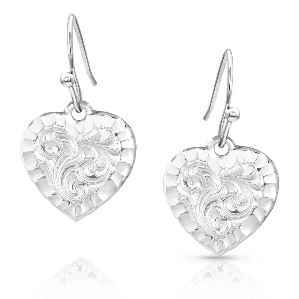 Montana Silversmiths Chiseled Heart Earrings