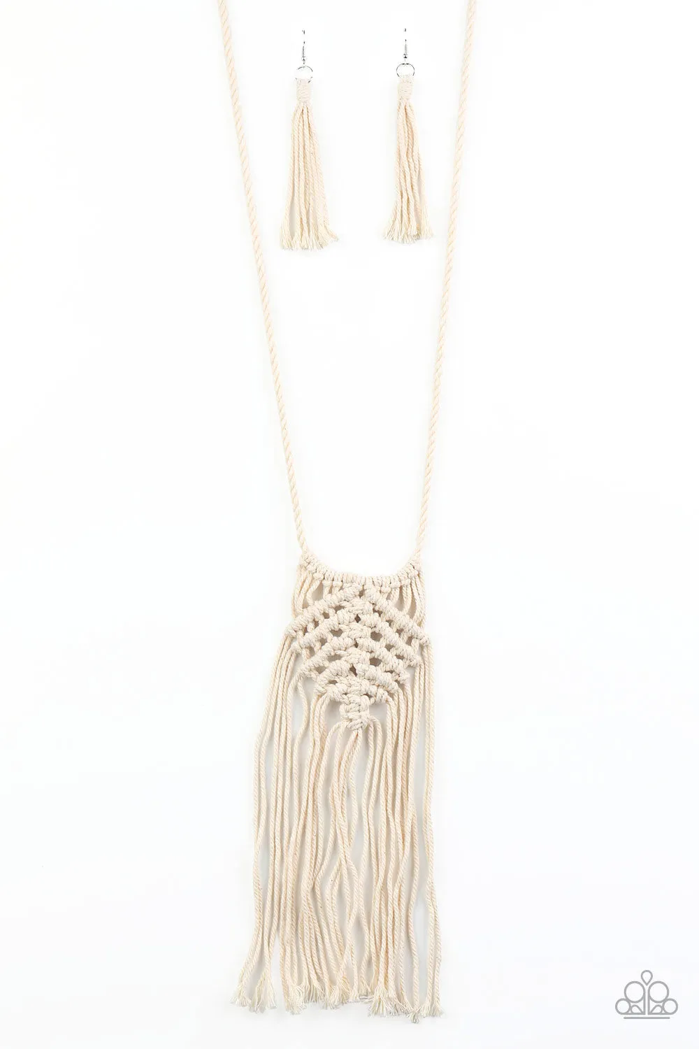 Paparazzi Accessories - Macrame Mantra #N399 Box 4 - White Necklace