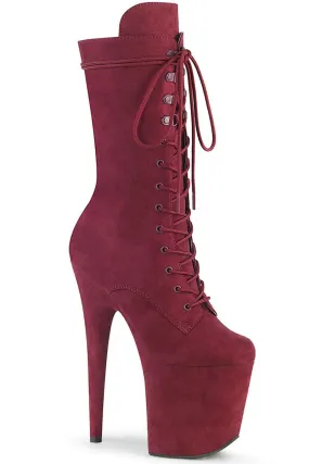 Pleaser USA Flamingo-1050FS Faux Suede 8inch Pleaser Boots - Burgundy