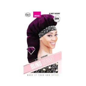 Qfitt | Bling Satin Braid Bonnet - Pearl & Rhinestone