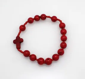 Rosary Style Red Coral stone Bracelet