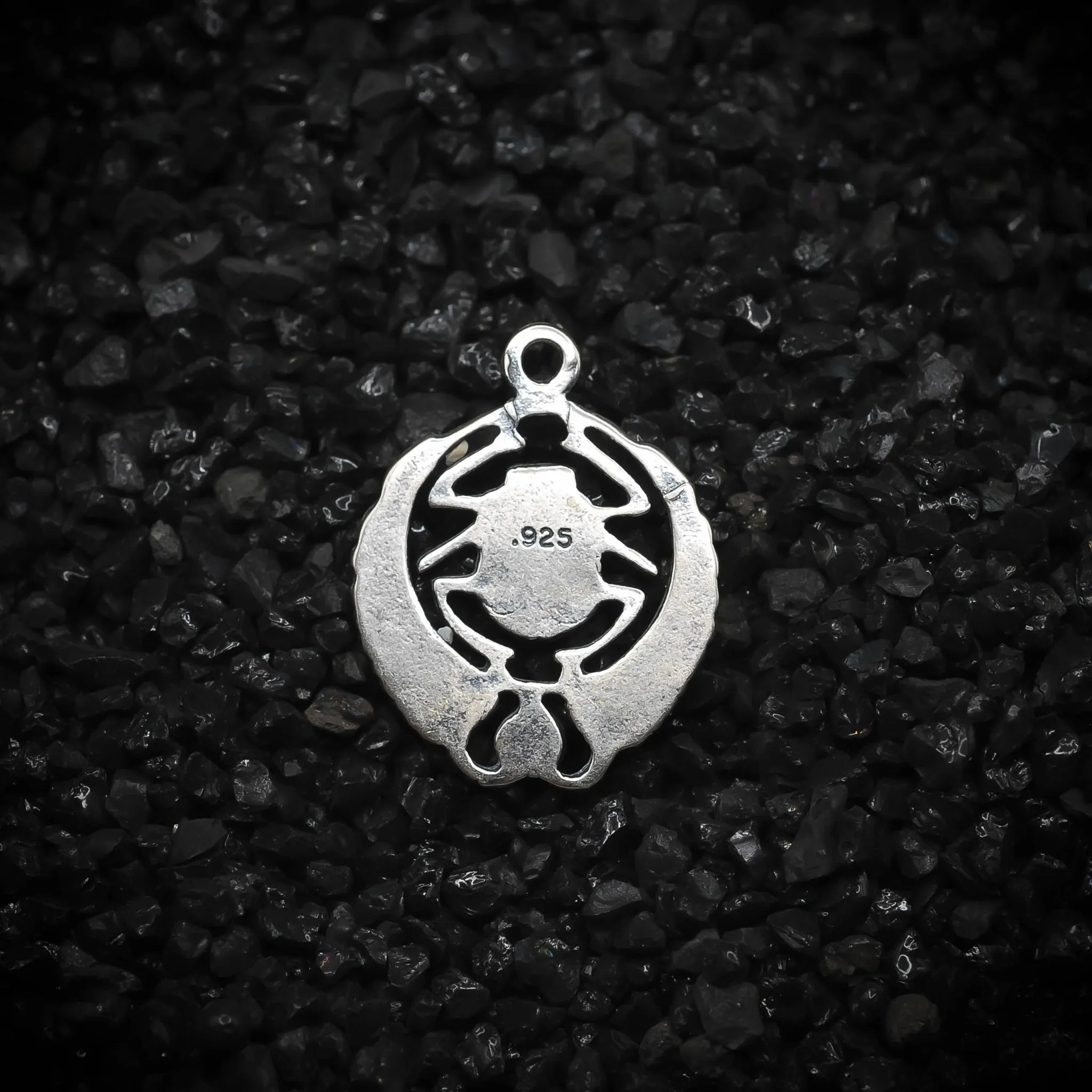 Scarab Beetle Ancient Egyptian Circle Charm | 925 Sterling Silver, Oxidized or 18K Gold Plated | Jewelry Making Pendant