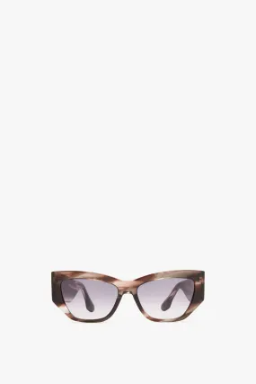 Sculptural Frame Sunglasses In Striped Grey