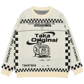 TAKA Original Moody Bob Mosaic checkboard knit jumper