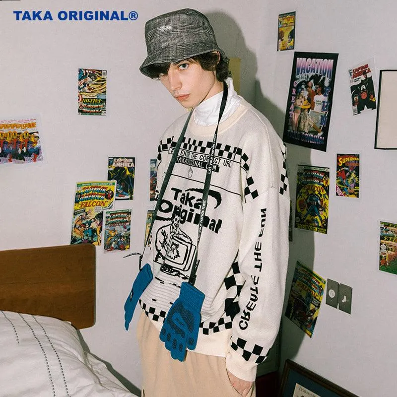 TAKA Original Moody Bob Mosaic checkboard knit jumper