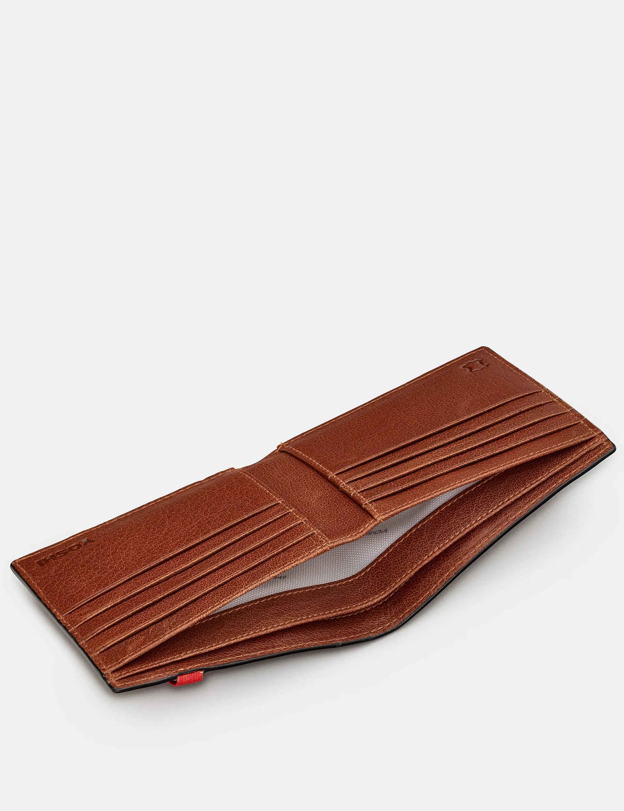 Two Fold East West Brown Leather Wallet With Elastic