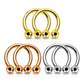 Value Pack Three Pairs 316L Surgical Steel WildKlass Horseshoes. Polished, Gold IP and Rose Gold IP