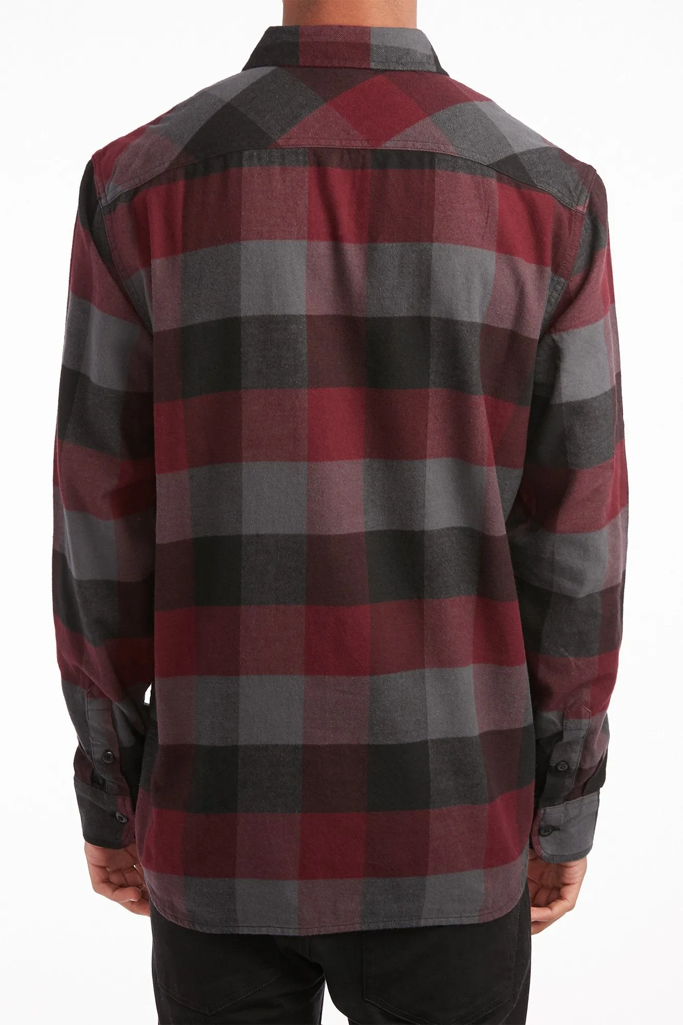 Vans Guys Burgundy Box Flannel Long Sleeve Shirt